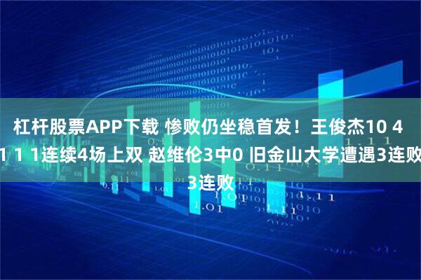 杠杆股票APP下载 惨败仍坐稳首发！王俊杰10 4 1 1 1连续4场上双 赵维伦3中0 旧金山大学遭遇3连败