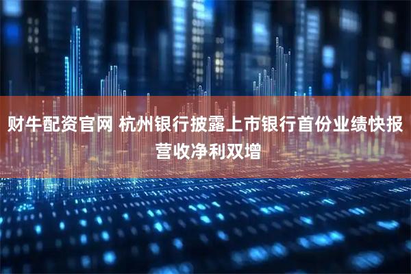 财牛配资官网 杭州银行披露上市银行首份业绩快报 营收净利双增