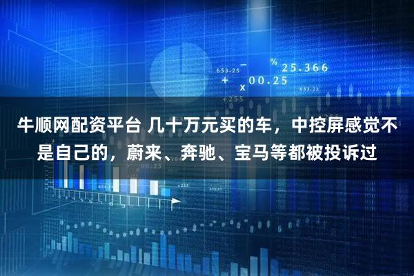 牛顺网配资平台 几十万元买的车，中控屏感觉不是自己的，蔚来、奔驰、宝马等都被投诉过
