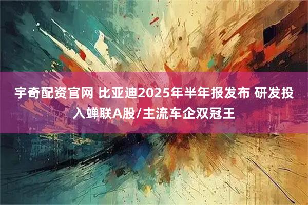 宇奇配资官网 比亚迪2025年半年报发布 研发投入蝉联A股/主流车企双冠王